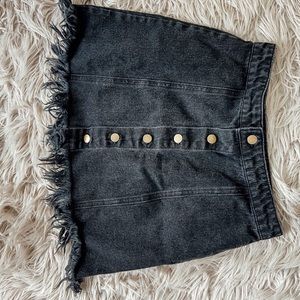 Forever 21 frayed black jean skirt.